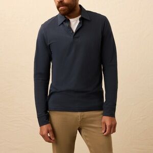 Faherty Dark Blue Long Sleeve Polo